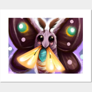 Cute Moth Drawing Posters and Art